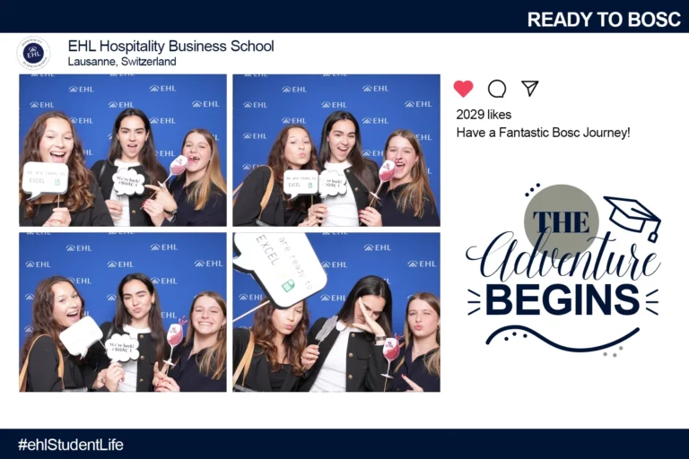 Invités utilisant la borne photo lors d'un gala au Fairmont Le Montreux Palace